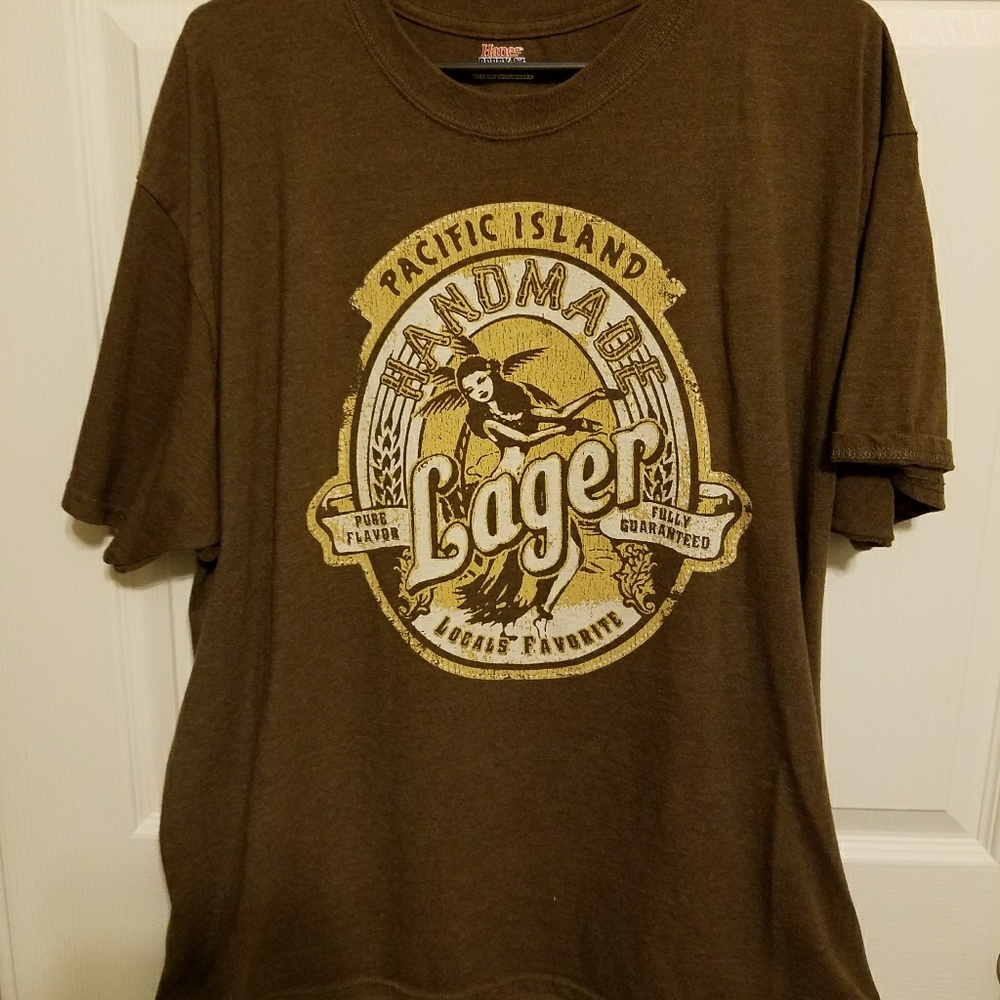 Men's brown logo T-shirt Hanes xl 46-48